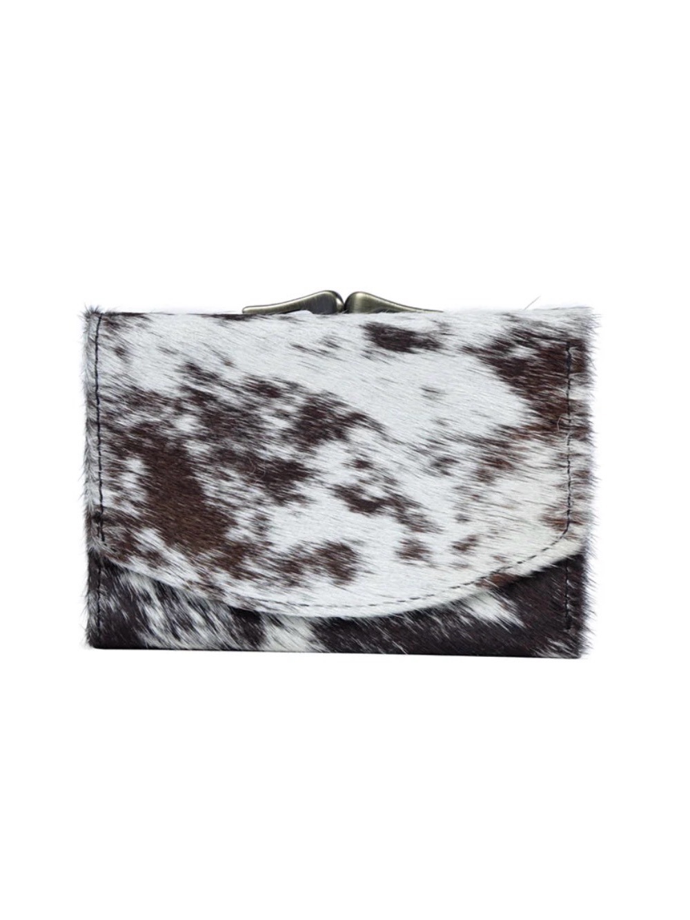 Western Wallet Cowhide Clasp Wallet - Black & White